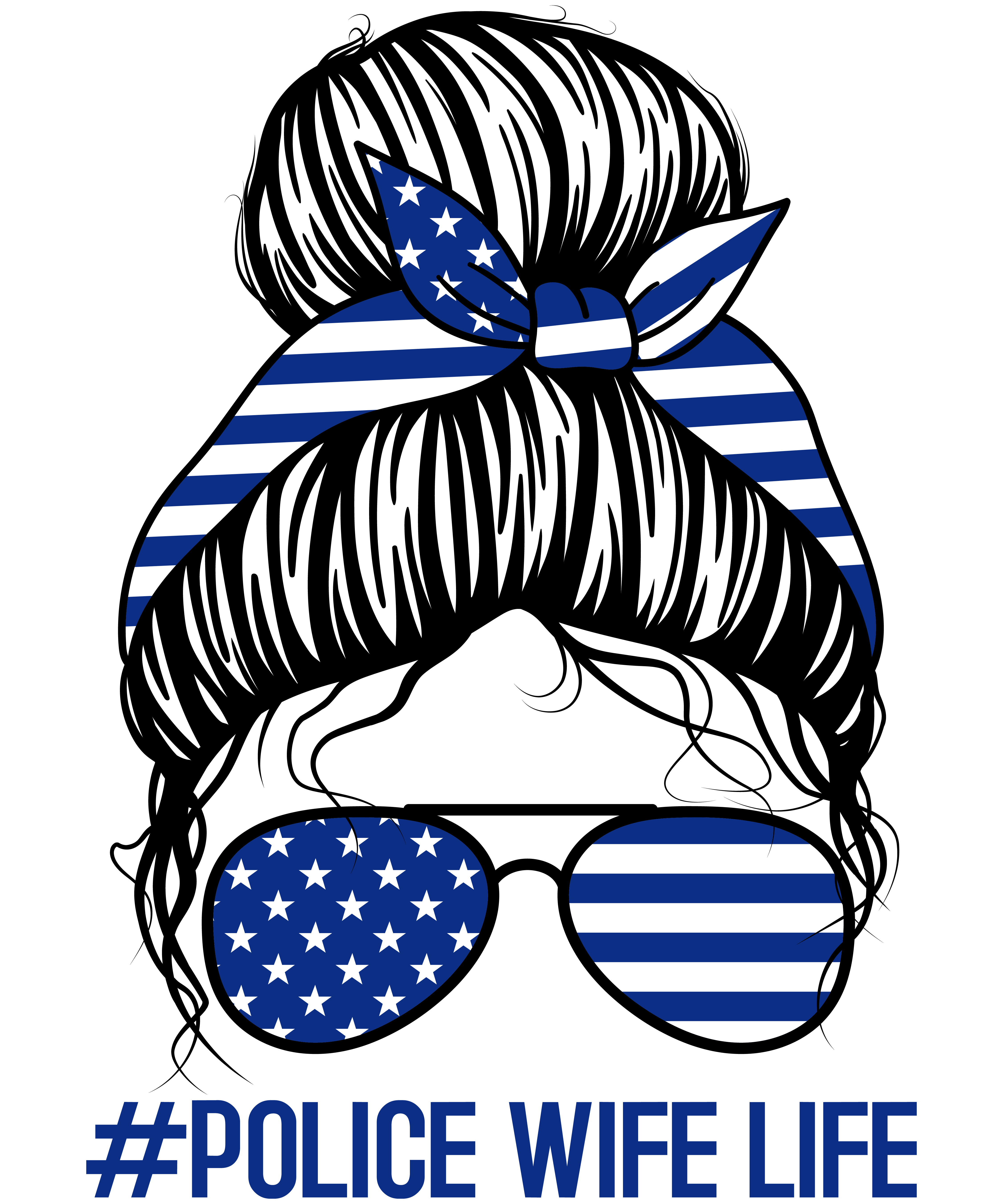 Police Wife Life Messy Bun Thin Blue Line Back The Blue