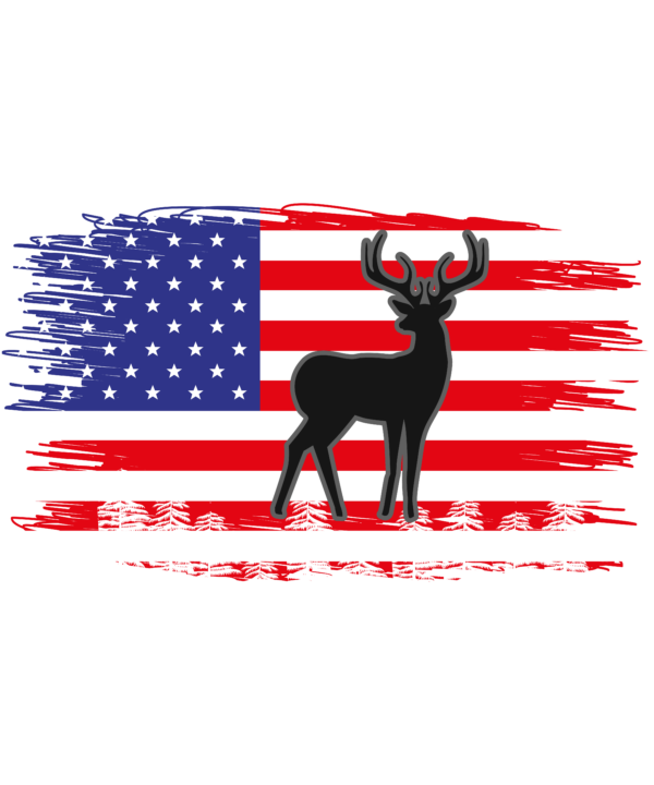 Deer and USA Flag Patriotic Distressed