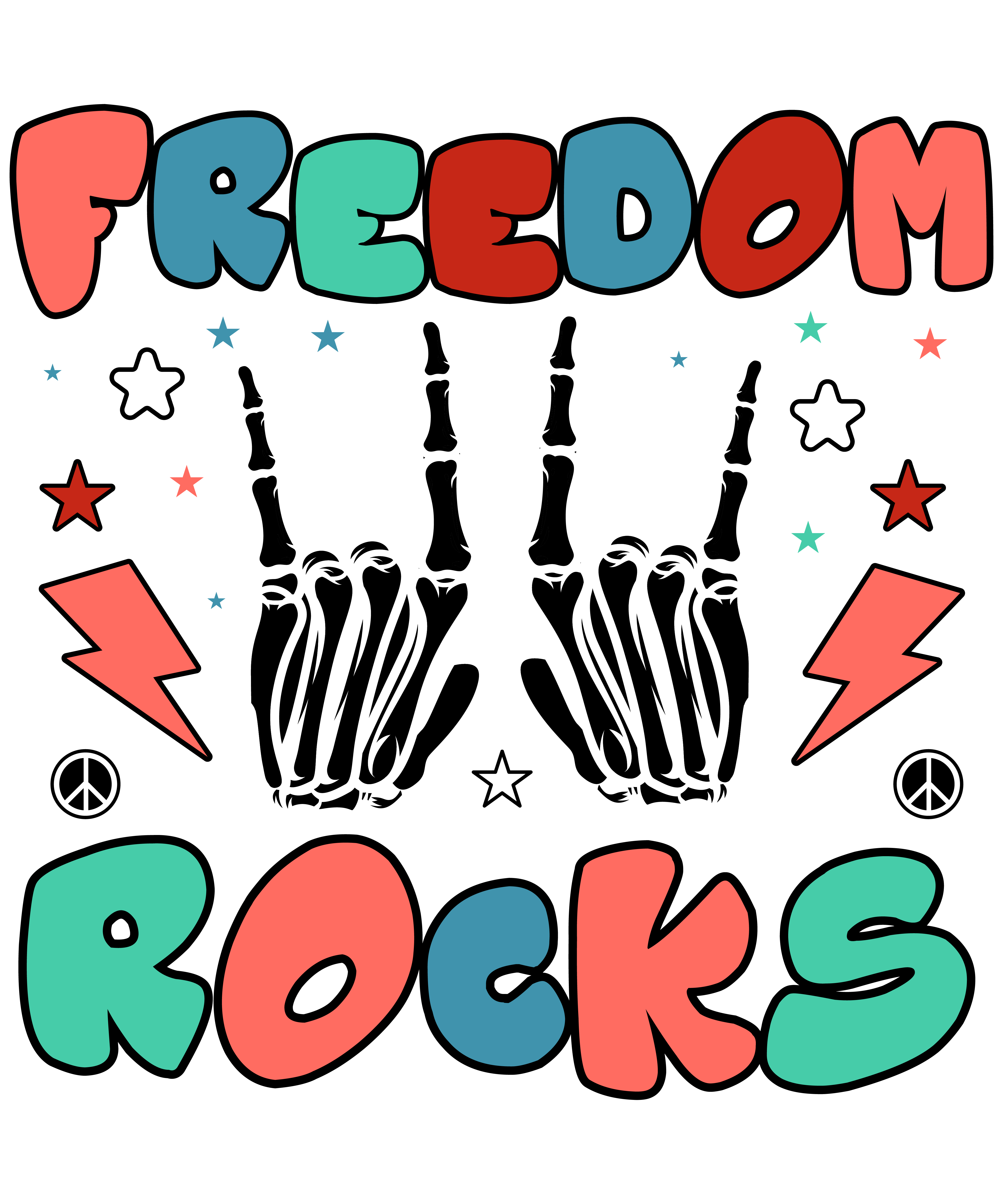 Retro 4th Of July Freedom Rocks Rocker Skeleton