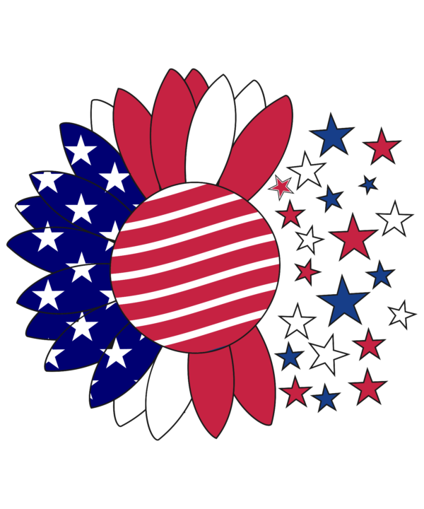 Sunflower With USA Flag