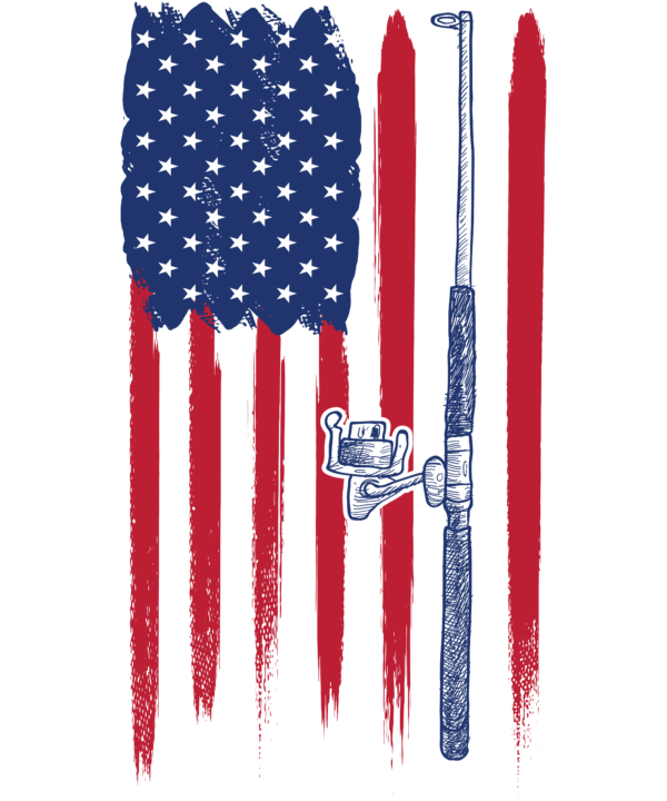USA Flag With Fishing