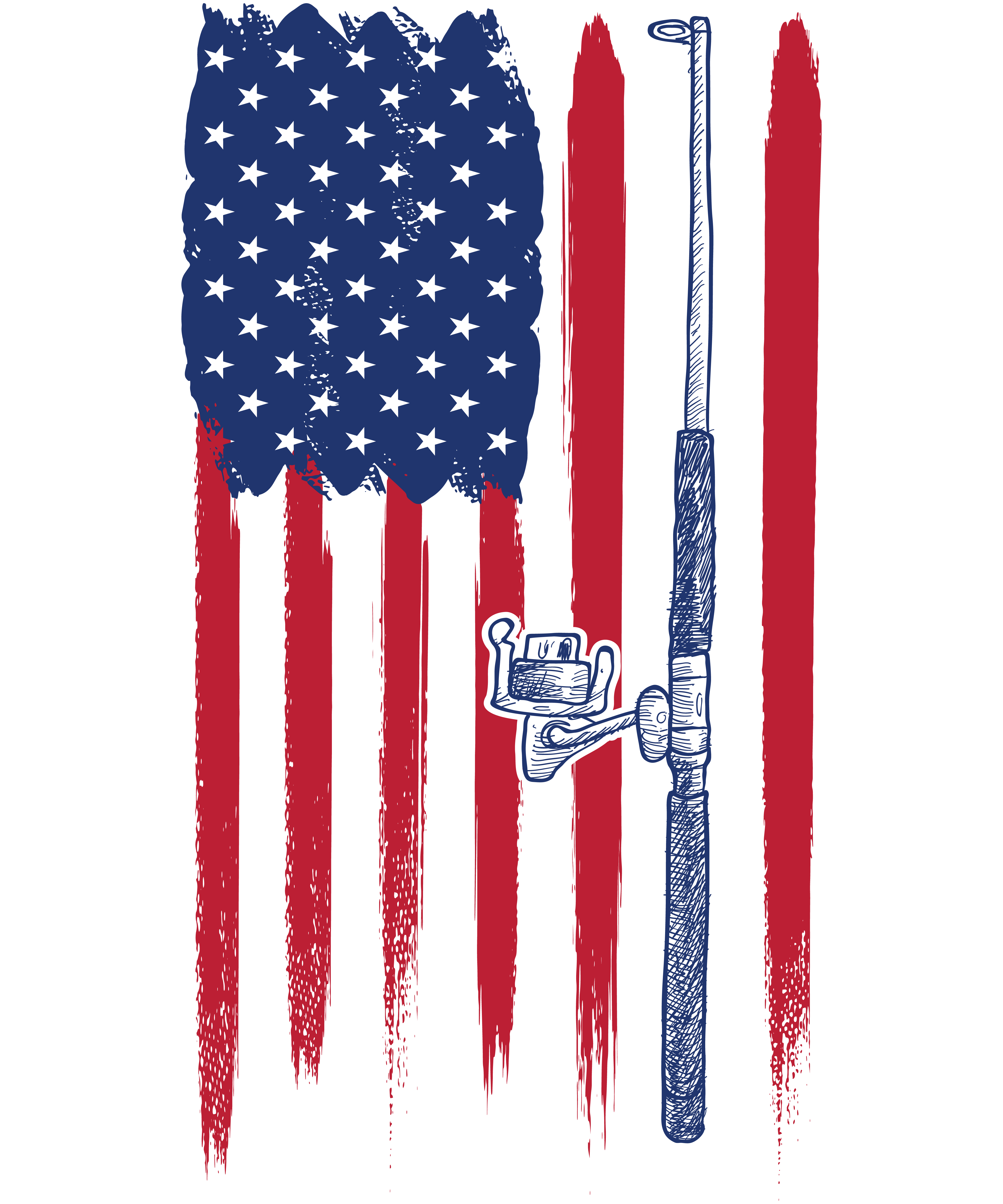 USA Flag With Fishing